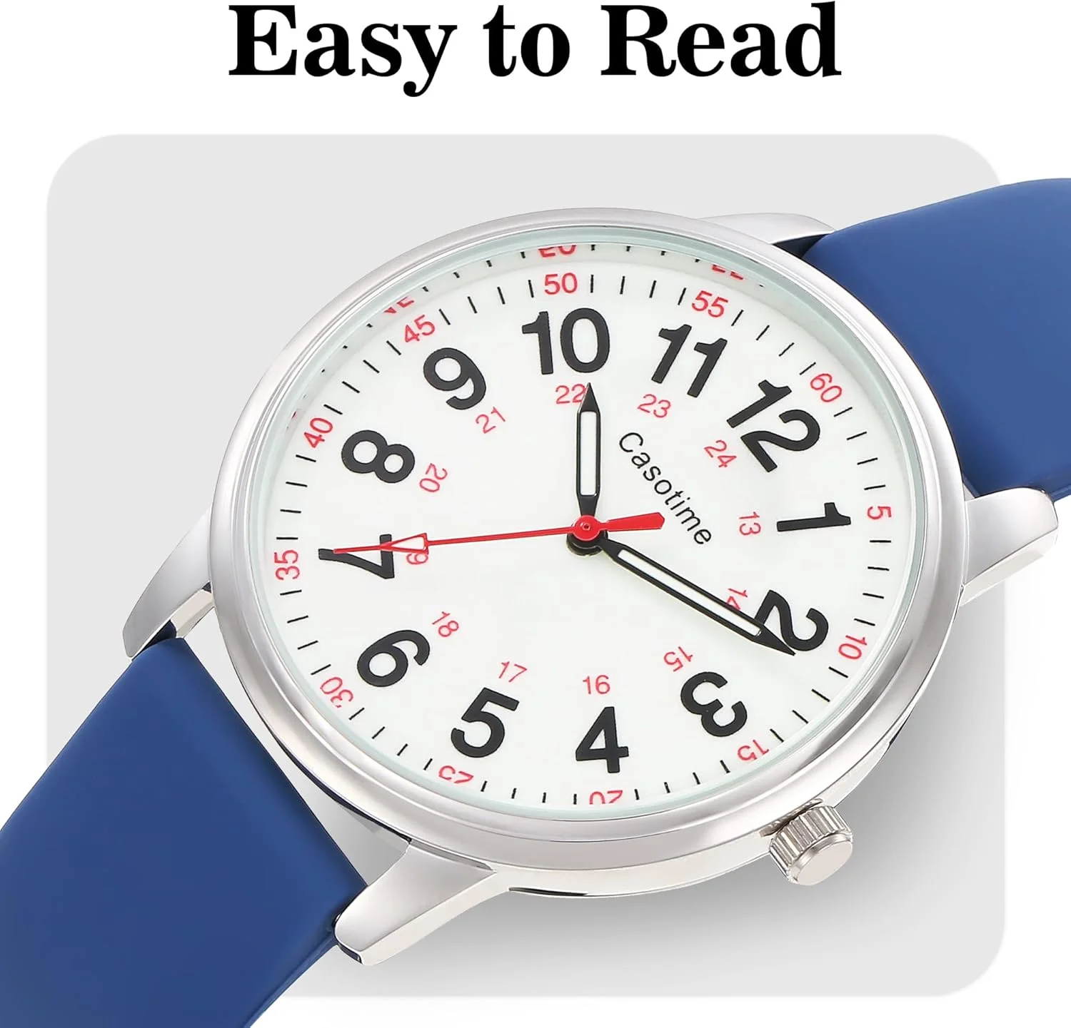 ساعت پرستاری ضدآب 30 متری - صفحه نمایش خوانا و شب‌تاب، عقربه ثانیه شمار و زمان نظامی 24 ساعته، بند سیلیکونی بادوام برای پرستاران، متخصصان پزشکی و دانشجویان - مردانه و زنانه