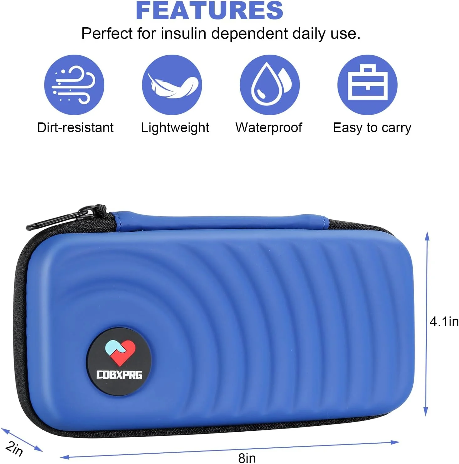 کیف خنک نگهدارنده انسولین، کیف سازمان دهنده وسایل دیابتی با 2 بسته یخ قابل استفاده مجدد برای قلم انسولین و سایر داروهای دیابتی - آبی