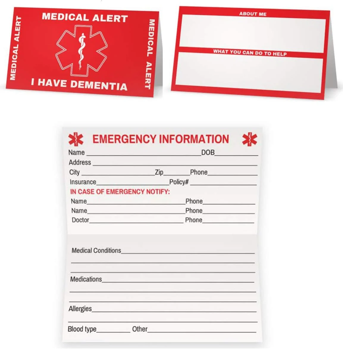 کارت کیف پول تماس اضطراری هشدار پزشکی (قرمز)