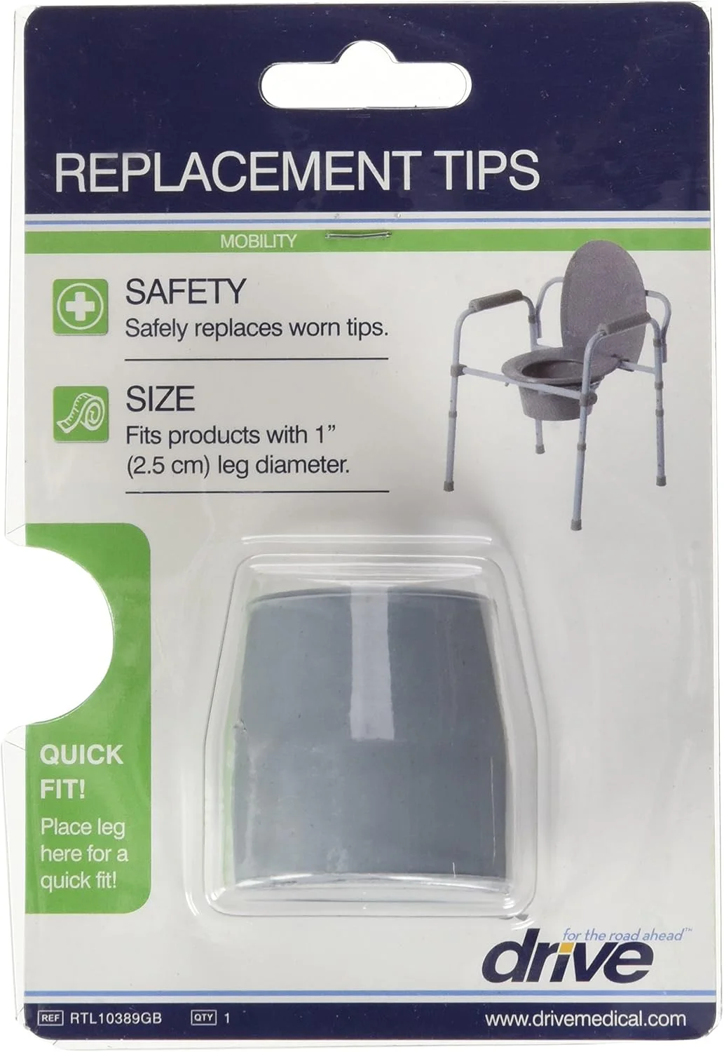 نوک جایگزین عصا و واکر درایو مدیکال، خاکستری، 1 اینچ نوک جایگزین عصا و واکر درایو مدیکال، خاکستری، 1 اینچ