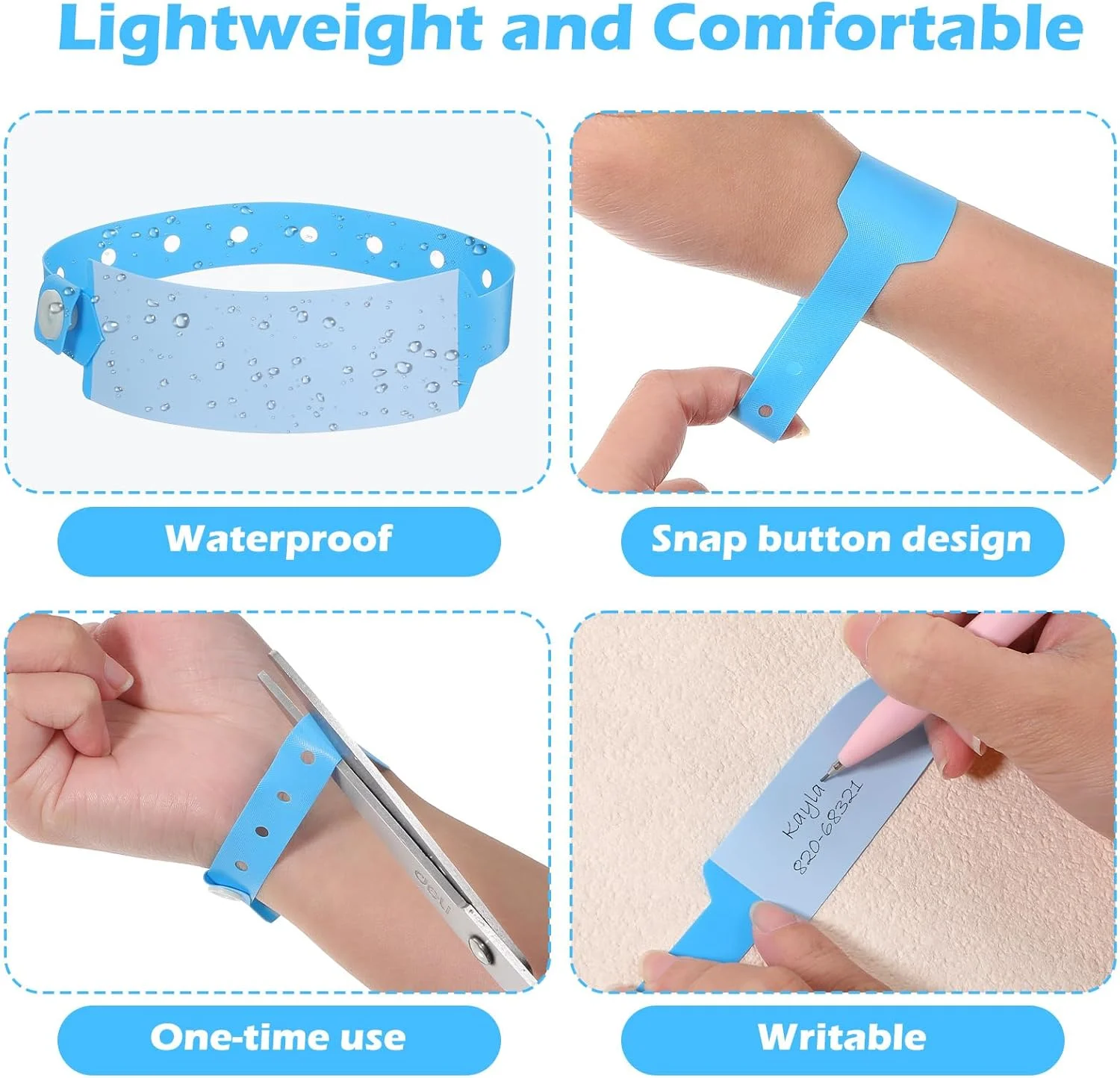 80 عدد مچ بند وینیلی، بند شناسایی بیمارستانی، ضد آب، قابل تنظیم، بند پزشکی، مناسب برای استفاده طولانی مدت، رویدادها، دستبندهای ایمن، مچ بند یکبار مصرف برای کنسرت ها