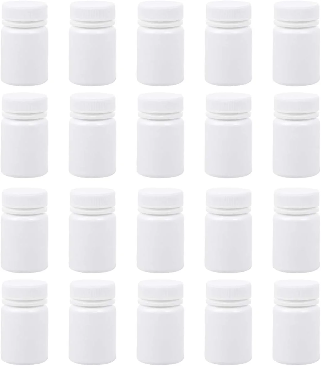 EXCEART 20 عدد بطری قرص خالی پلاستیکی قابل حمل نگهدارنده دارو ظرف قرص برای داروخانه ویتامین دارو 50 میلی لیتر (سفید)