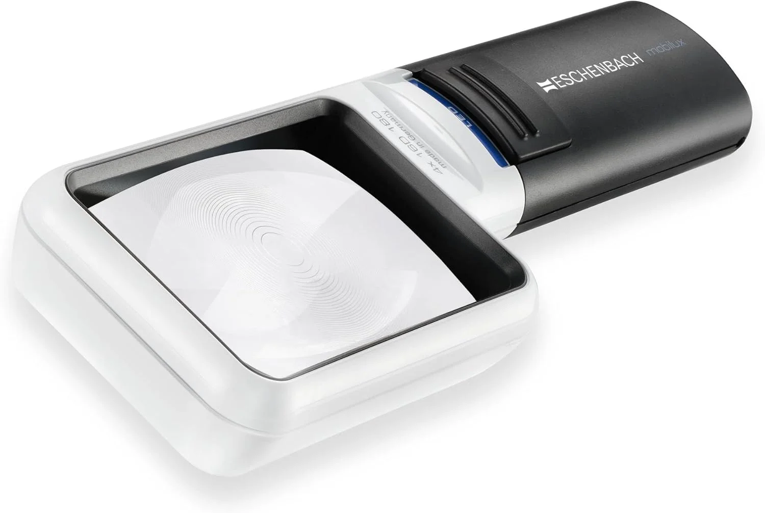 شیشه ذره‌بینی اپتیکال با نور LED مدل 15114 Eschenbach MobiluxLED با لنز 4x و اندازه لنز: 75 x 50 میلی‌متر