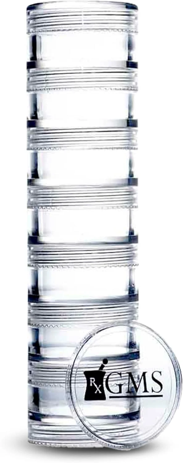 جعبه قرص پلاستیکی تریتان قابل چیدن 7 روزه با دو درب و هفت برچسب چسبی - برای داروها، ویتامین ها و مکمل ها - (خیلی کوچک - شفاف)