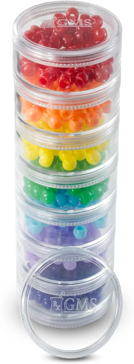 ۷ محفظه قرص قابل چیدن با ۲ درب و برچسب های چسبی ۷ روزه برای سازماندهی ویتامین ها، مکمل ها و داروها (رنگین کمان متوسط)