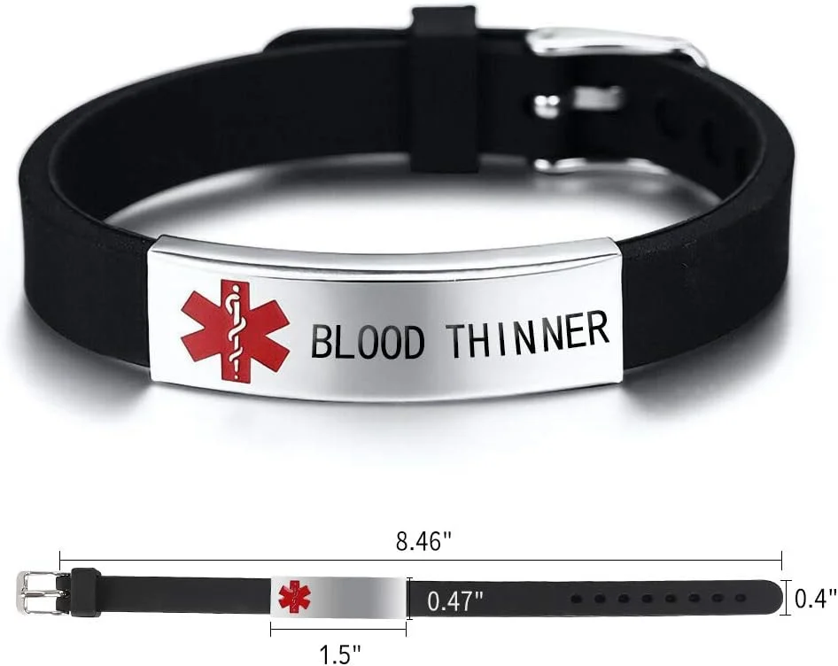 دستبند شناسایی هشدار پزشکی سفارشی حکاکی رایگان هدیه شخصی دستبند قابل تنظیم برای مردان و زنان در کمک های اولیه اضطراری