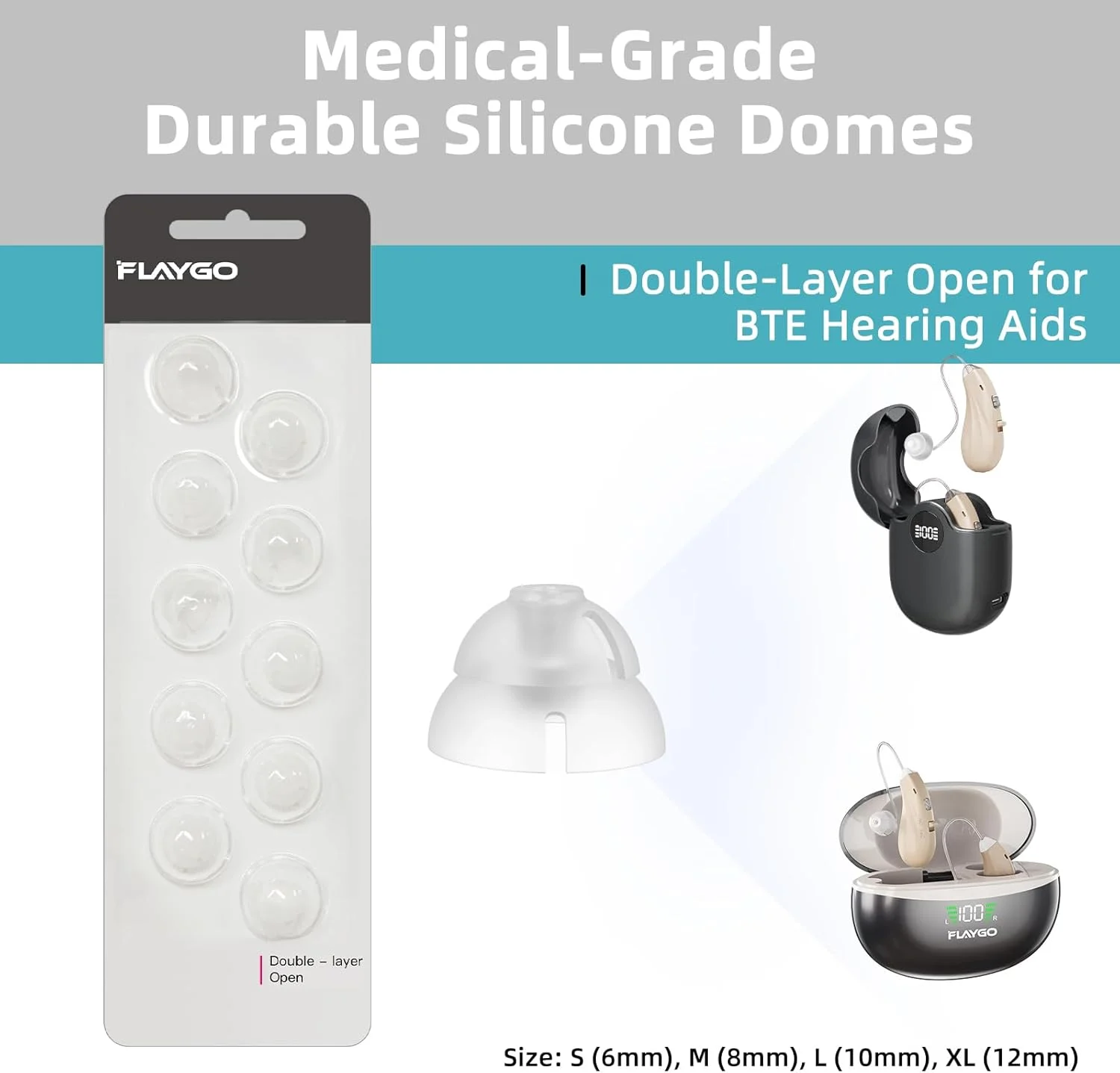 سری های جایگزین سمعک برای Oticon - طراحی باز دولایه برای سمعک های پشت گوشی (6 میلی متر/2 بسته)، مواد سیلیکونی با گرید پزشکی، سری های یونیورسال برای لوازم جانبی سمعک Oticon