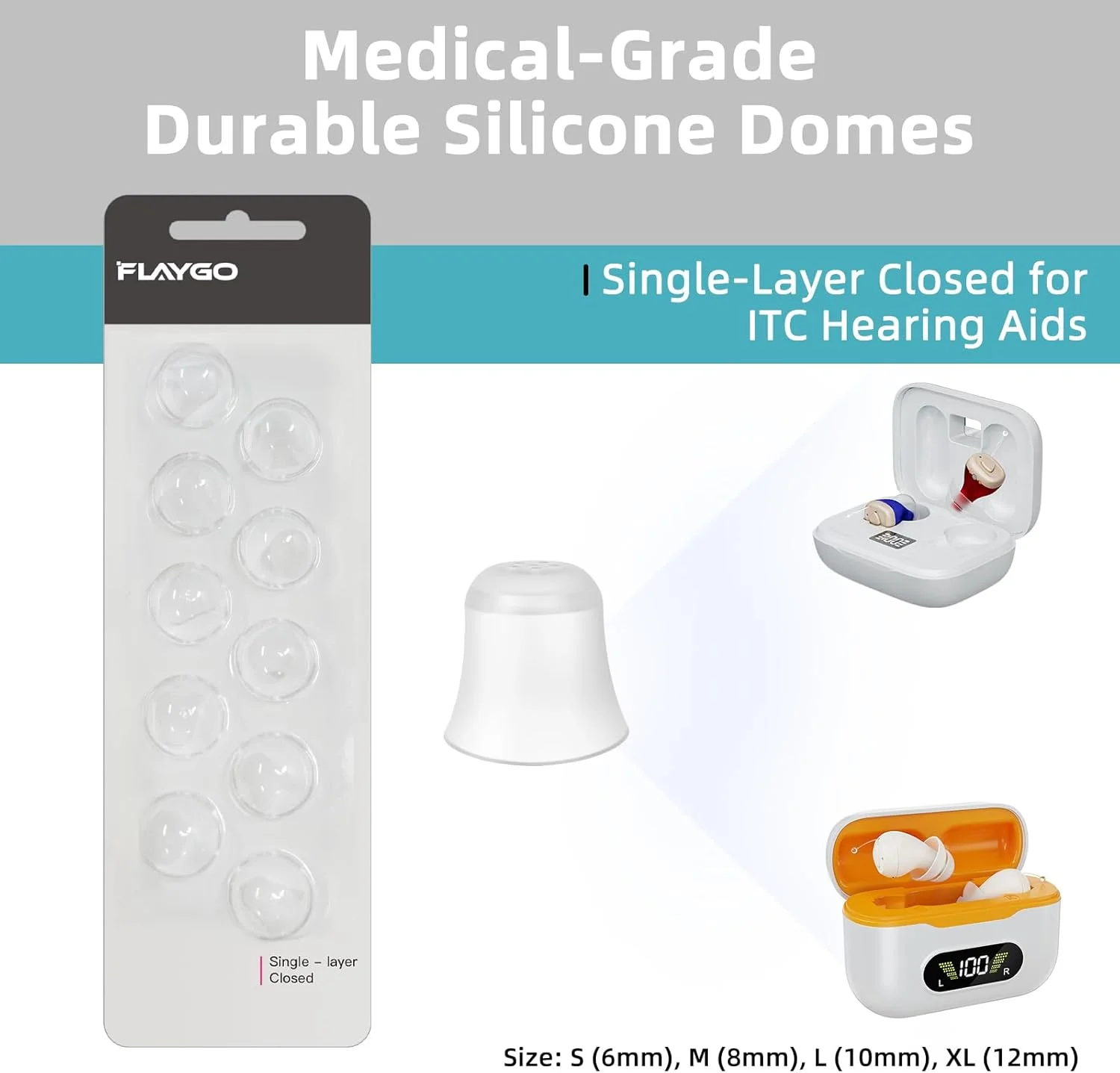 گوشی های کمکی شنوایی برای جایگزینی اتیکن - طراحی بسته تک لایه برای سمعک های ITC (10 میلی متر/2 بسته)، مواد سیلیکونی درجه پزشکی، گوشی های جهانی برای لوازم کمکی شنوایی اتیکن