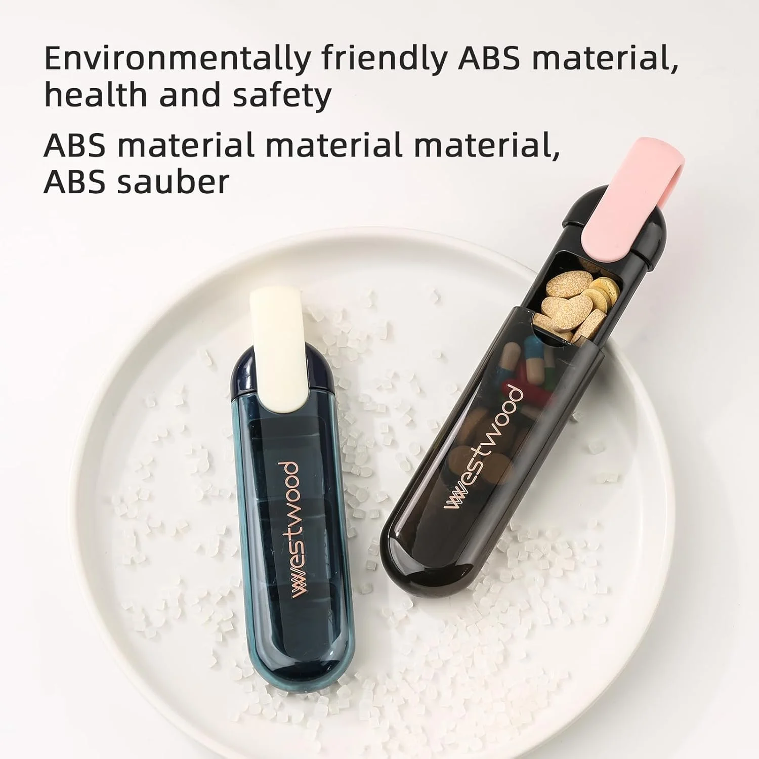 جعبه قرص، جعبه قرص کوچک برای ویتامین ها، داروها، قرص ها، عملکرد آب بندی خوب، حفظ خواص دارویی (رنگ جوهر سبز + صورتی)