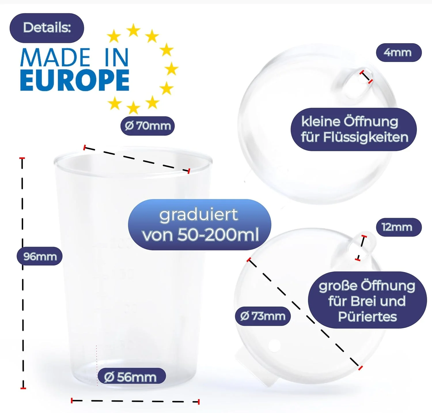 بسته 5 عددی لیوان نی‌دار کمک نوشیدنی 250 میلی‌لیتری به همراه 5 درب برای مایعات و 5 درب برای فرنی/موس - انتخاب رنگ (شفاف)