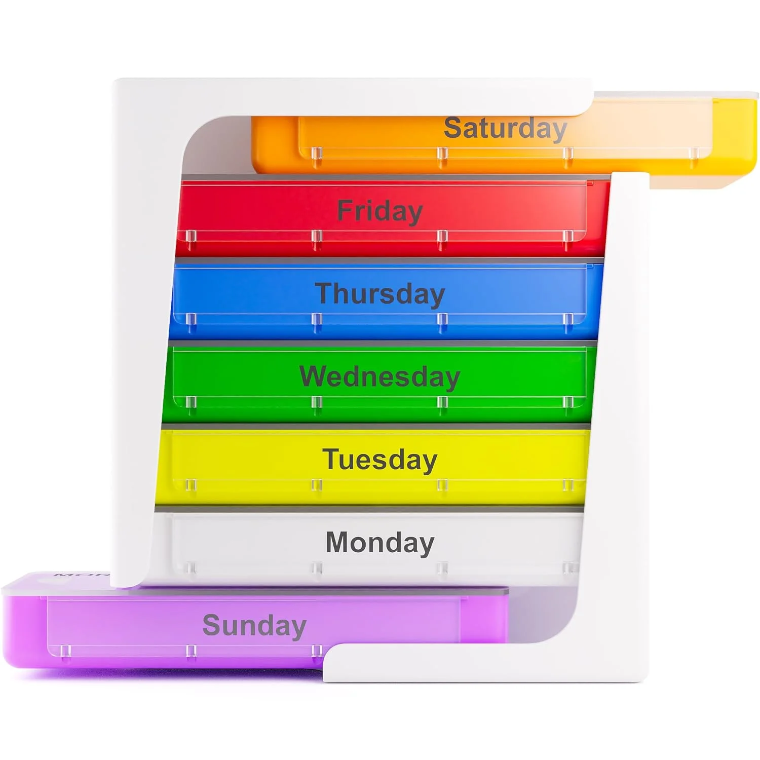 جعبه قرص هفتگی استوانه ای JFA Medical، سازمان دهنده/یادآور داروها، مکمل ها، ویتامین ها، 7 روز، 4 محفظه در روز - صبح، ظهر، عصر و شب