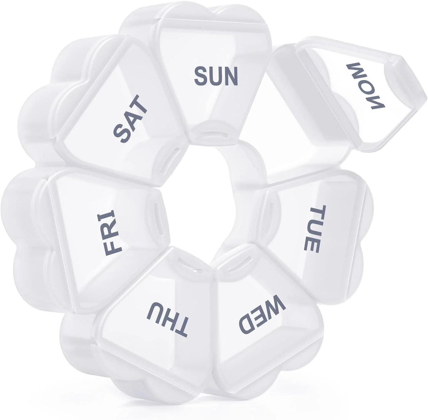 جعبه قرص بزرگ هفتگی، جعبه قرص 7 روزه، محفظه های بزرگ با ظرفیت بالا، جعبه قابل حمل گل برای قرص ها، ویتامین ها، روغن ماهی، سازمان دهنده مکمل های دارویی (سفید)