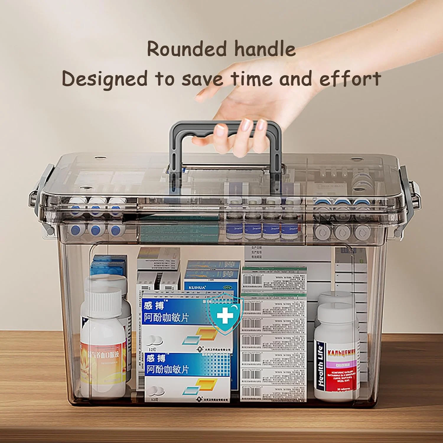 جعبه نظم دهنده دارو، جعبه نگهداری دارو، جعبه چند لایه دارو مناسب خانواده، جعبه داروی خانگی، جعبه قرص شفاف پزشکی بزرگ