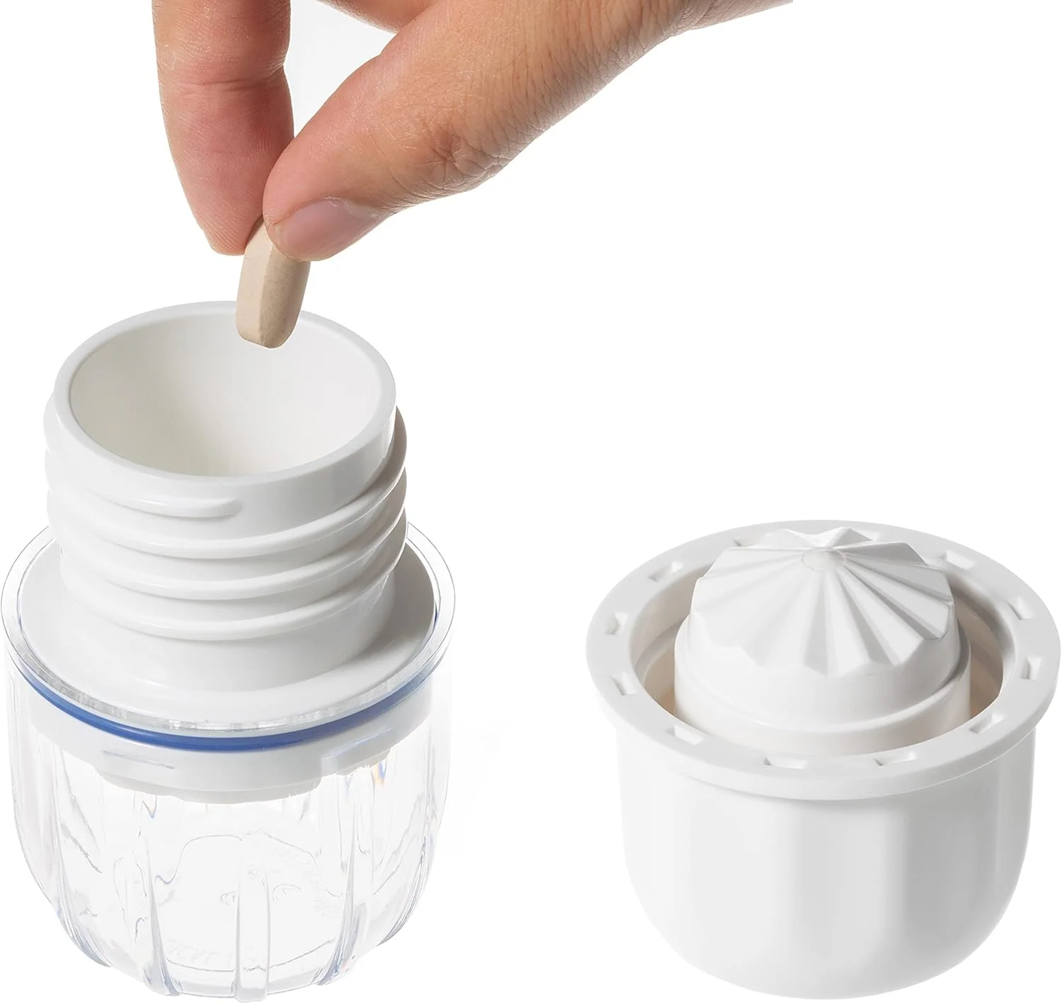 قرص خرد کن و آسیاب کننده سبک - قرص خرد کن سایز کوچک - آسیاب کننده ویتامین و قرص - پودر کننده قرص - آسیاب کننده دارو با فنجان - داروی پودر ریز (آبی)