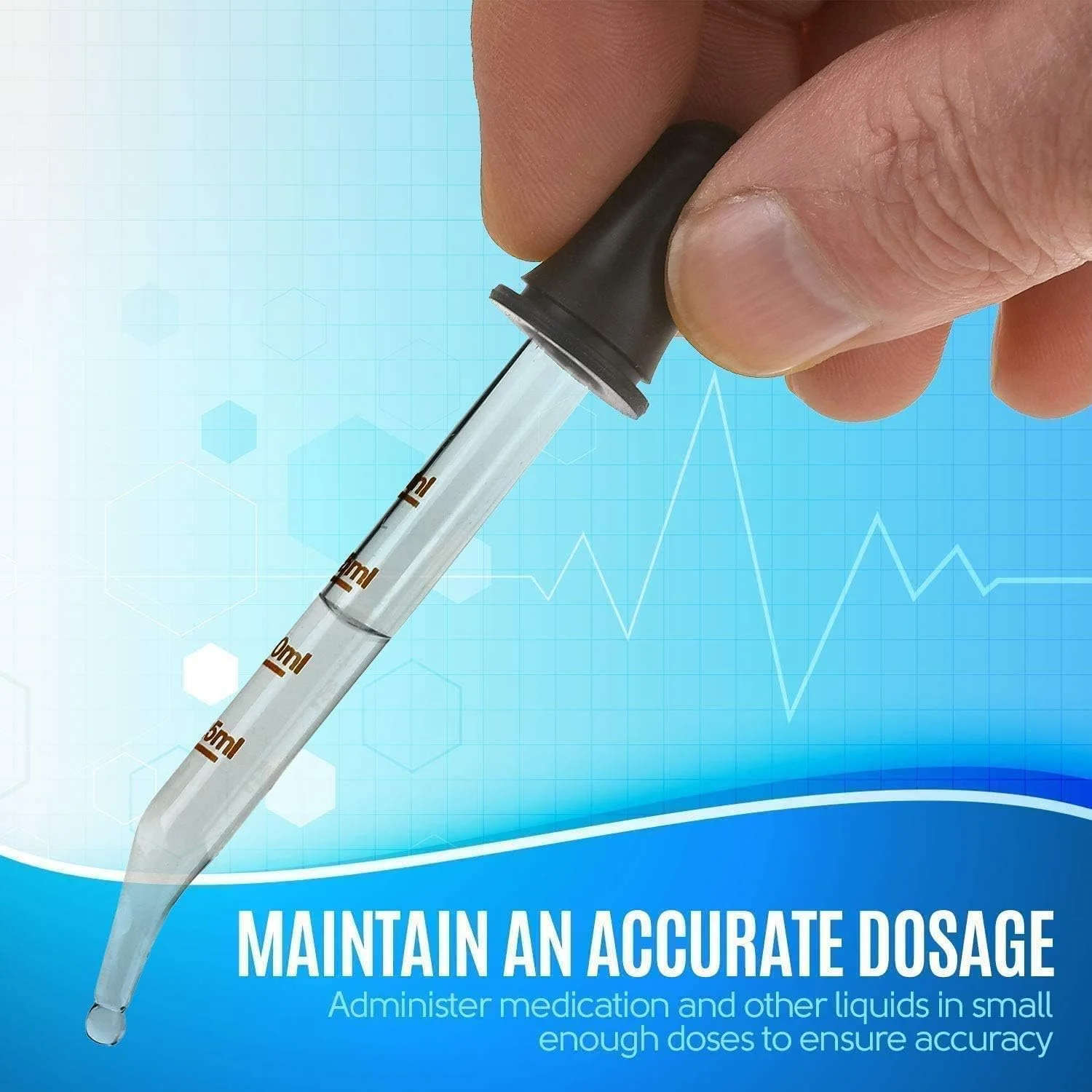 قطره چکان چشمی MEDca - بسته 4 عددی، مجموعه قطره چکان شیشه ای مدرج با نوک خمیده و مستقیم