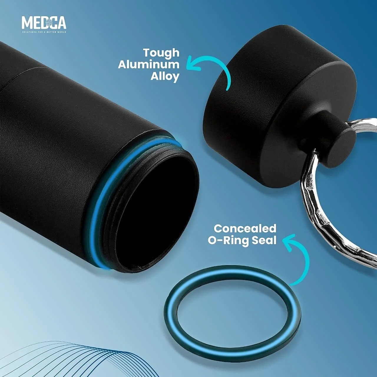 جا قرصی فلزی جیبی MEDca جاکلیدی برای کیف پول مسافرتی، محفظه ضد آب 3 قسمتی نگهدارنده قرص روزانه برای مردان و زنان (جعبه آلومینیومی ضد آب BS1204R)