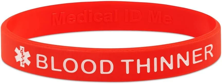 بسته 5 عددی دستبند هشدار پزشکی رقیق کننده خون سیلیکونی، 18-21 سانتی متر