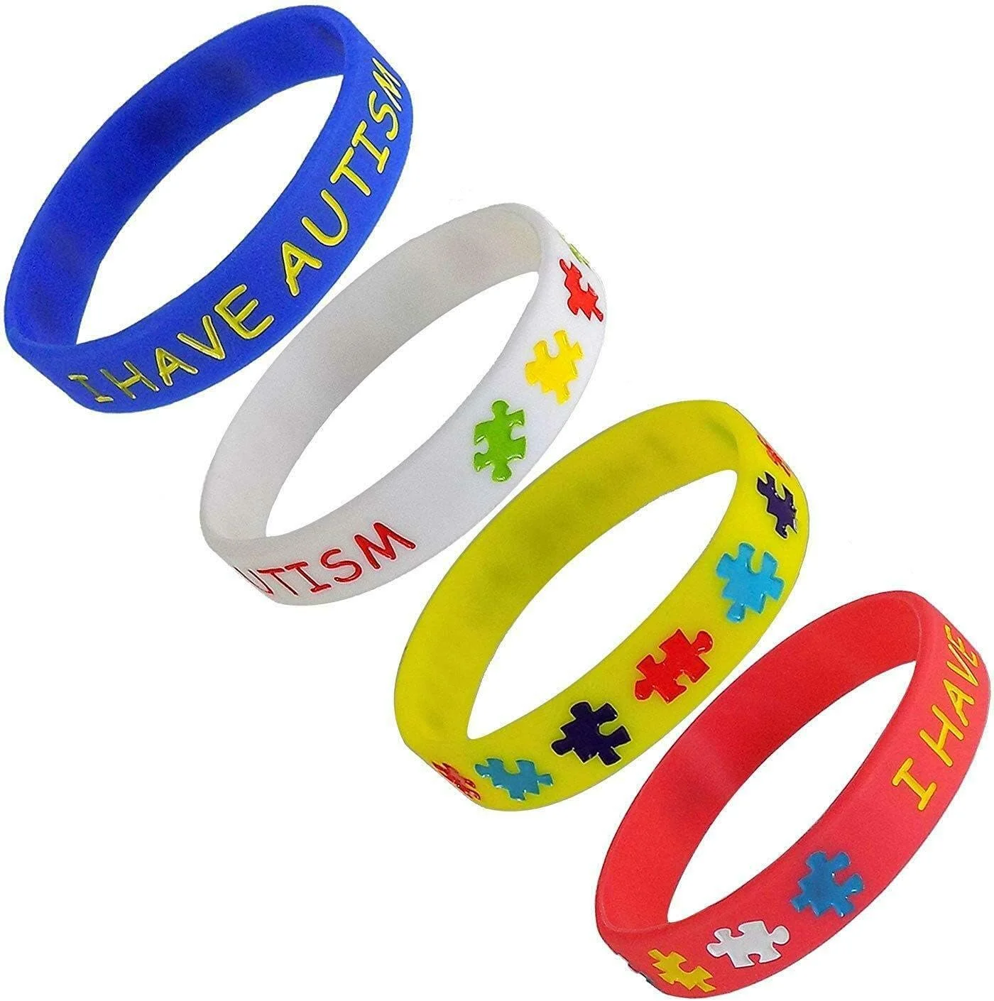 (بسته 4 عددی) دستبند آگاهی از اتیسم برای کودکان، نوجوانان و بزرگسالان