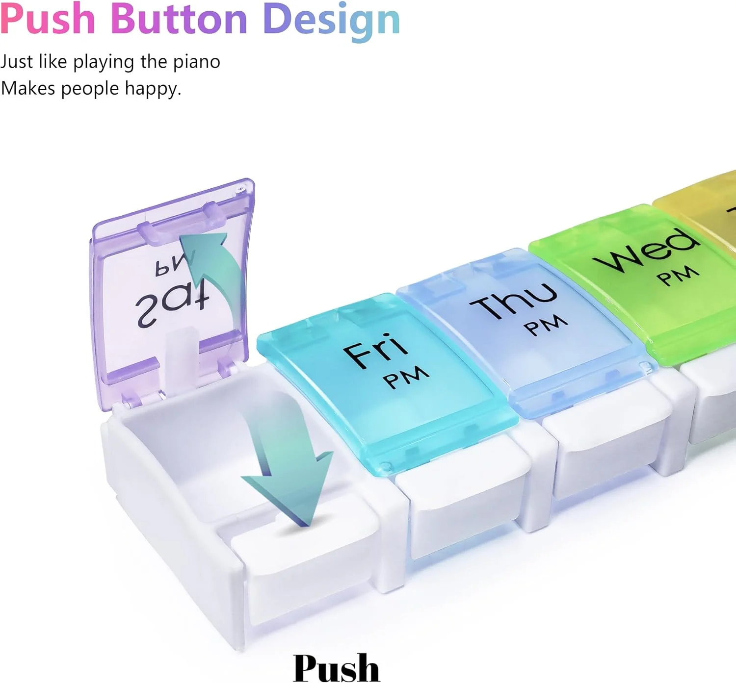 جعبه قرص بزرگ MOLN HYMY، 2 بار در روز، جعبه قرص صبح و شب 7 روزه، 14 قسمت، جعبه قرص دارویی 2 هفته ای با دکمه فشاری آسان برای دارو، ویتامین ها، روغن ماهی، مکمل ها