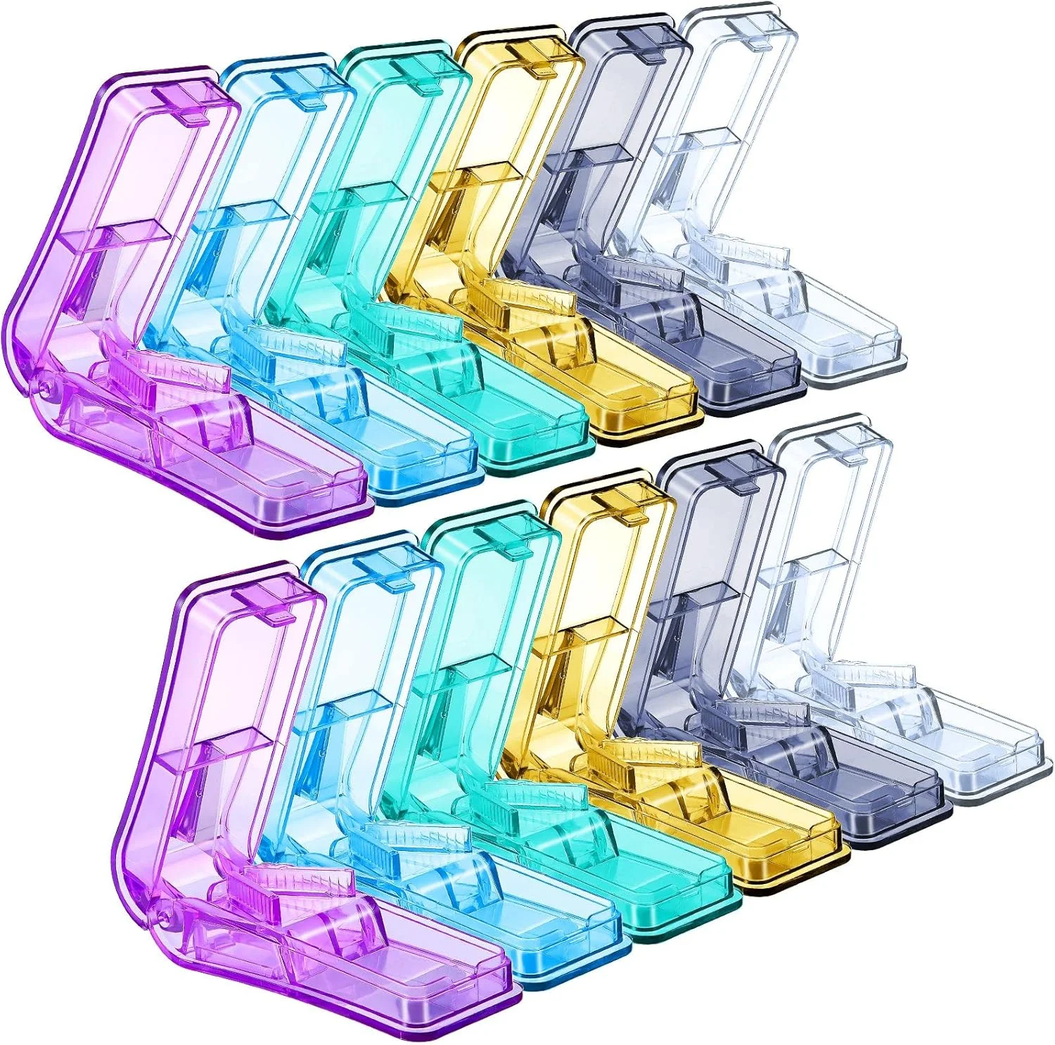 قرص خردکن قابل حمل Nuanchu با تیغه استیل ضد زنگ، برش آسان قرص ها برای خرد کردن قرص های کوچک و بزرگ به نصف (12 عدد)