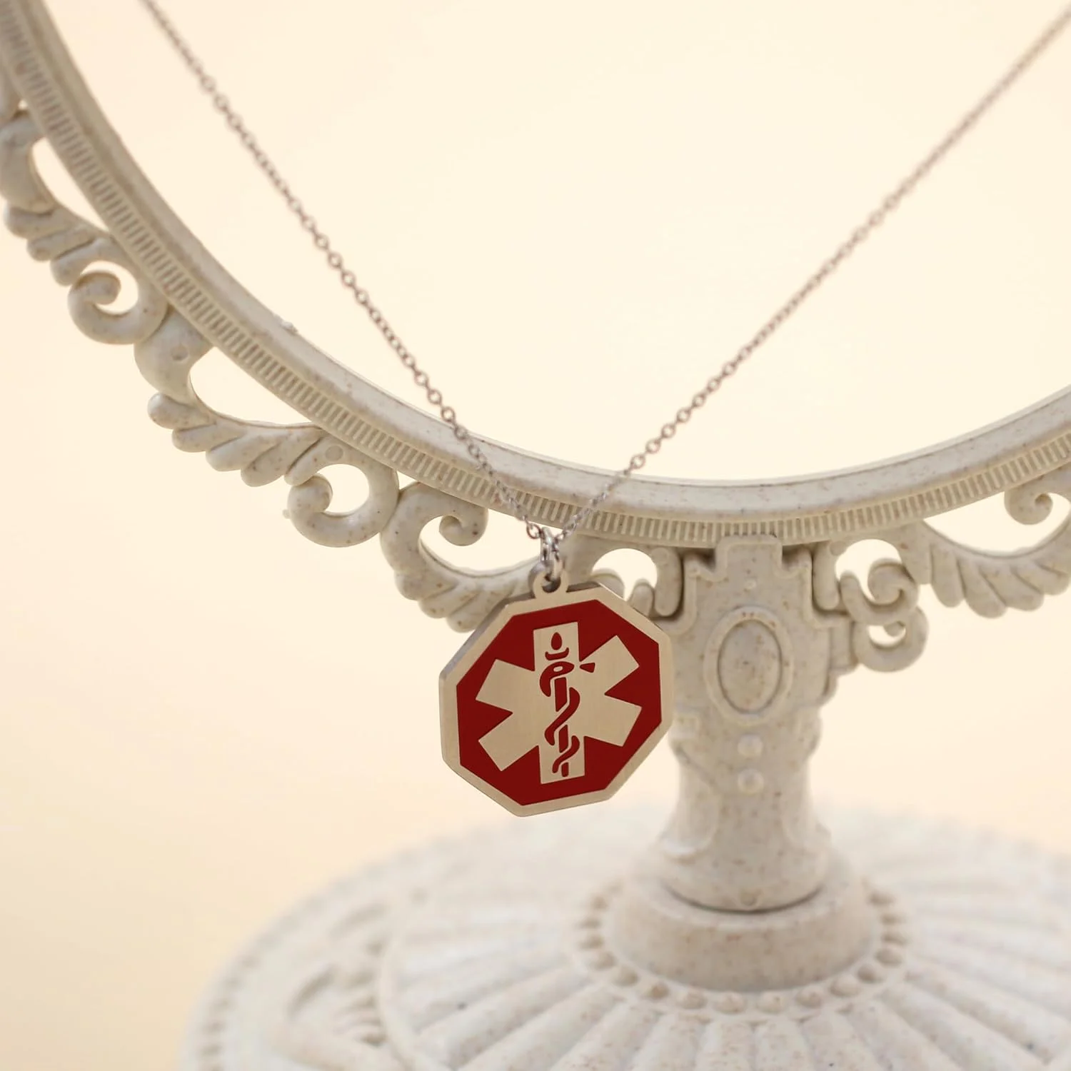 گردنبند شناسه پزشکی، جواهرات مقرون به صرفه با نماد پزشکی برای زنان، ایده آل برای آگاهی از دیابت نوع 1، تگ هشدار پزشکی اورژانسی YA4676