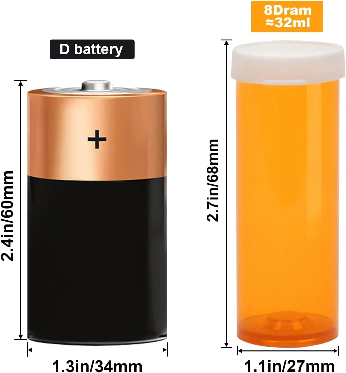ظروف قرص پلاستیکی خالی با درب فشاری آسان بازشو (غیر مقاوم در برابر کودک)، ویال دارو، ظروف شفاف، سازمان دهنده جعبه قرص (8 درام، 12 عدد)