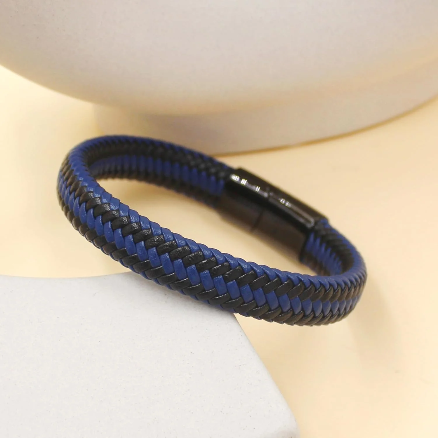 دستبند هشدار پزشکی برای آقایان و بانوان، دستبند شناسایی اضطراری با قفل استیل ضد زنگ مشکی، بند اطلاعات سلامتی چرم PU مدل YA5551