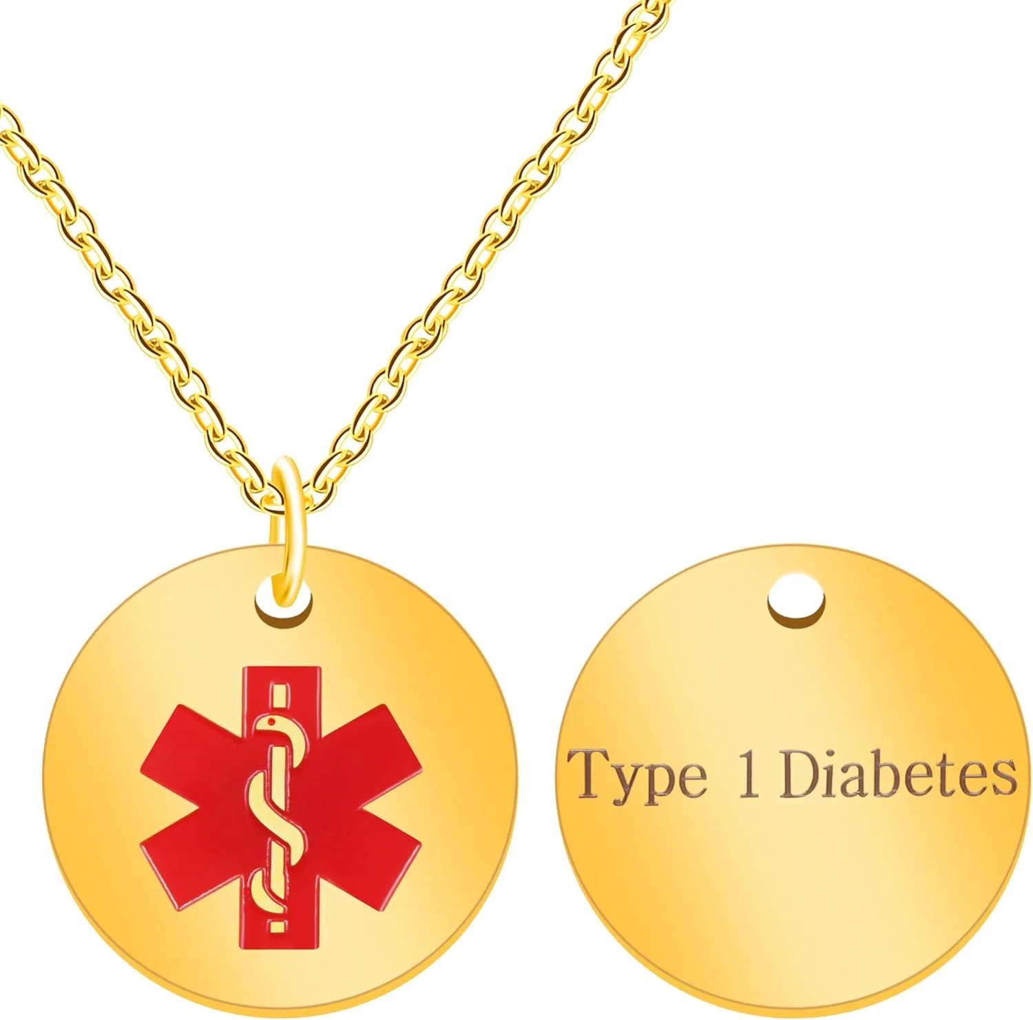 گردنبند هشدار پزشکی استیل ضد زنگ، جواهرات اطلاعات بهداشتی اورژانسی، پلاک شناسایی پزشکی ضد آب و ضد زنگ برای مردان و زنان YA4678