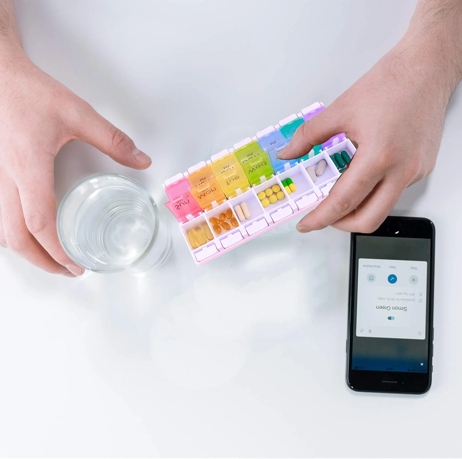 جعبه قرص هفتگی پزشکی، سازمان دهنده قرص 14 روزه، جعبه تقسیم قرص، جعبه دارویی صبح و عصر، جعبه قرص با 14 محفظه برای داروها، مکمل ها و ویتامین ها