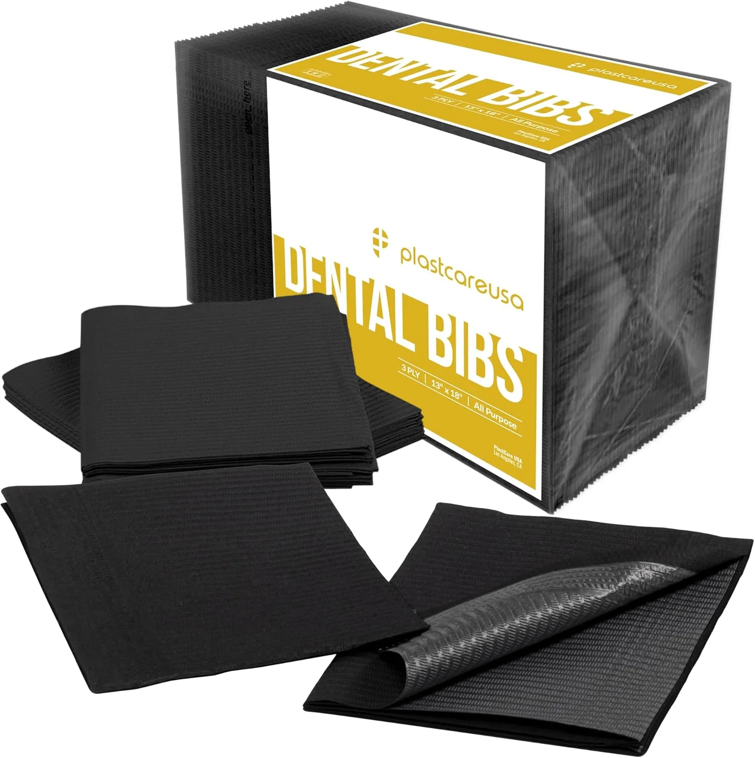 پیشبند یکبار مصرف مشکی رنگ PlastCare USA، مناسب برای دندانپزشکی، خالکوبی و پیرسینگ، ضد آب، ابعاد 33 در 45 سانتیمتر