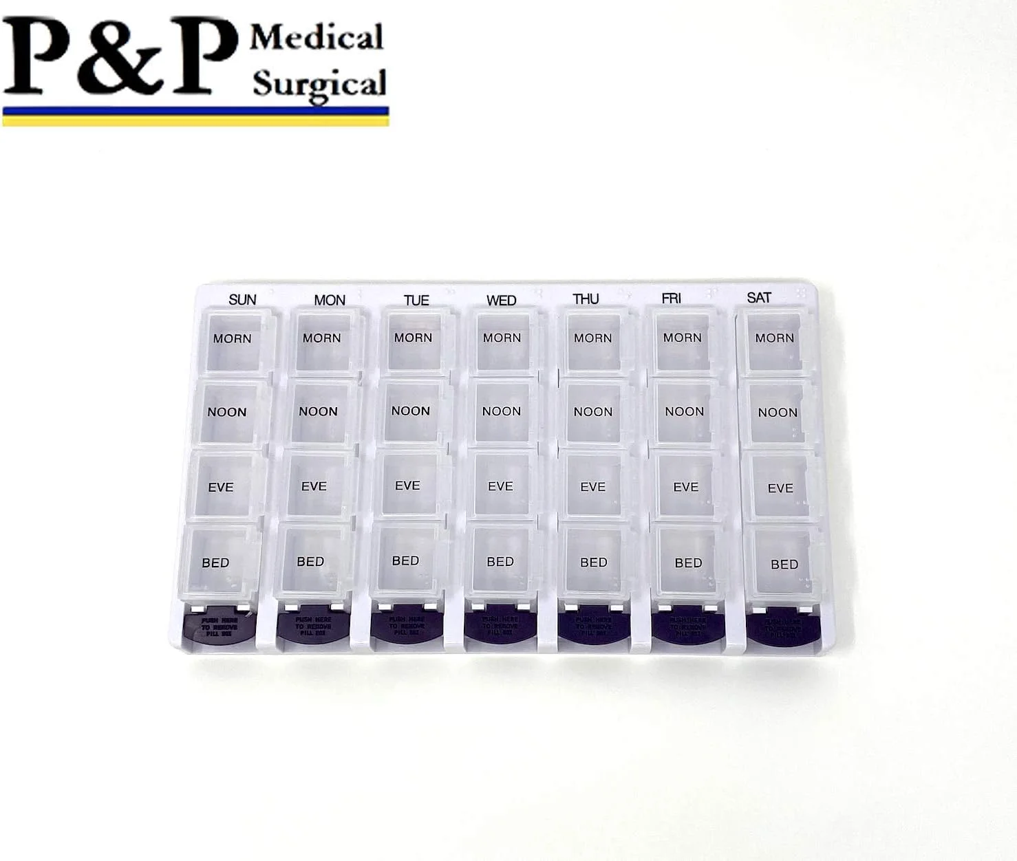 جعبه قرص هفتگی صبح/عصر پزشکی P&P، جعبه نگهدارنده قرص قابل حمل برای مسافرت و دارو، با طراحی ضد رطوبت و محفظه های جداشدنی (7 روز / 4 بار در روز)