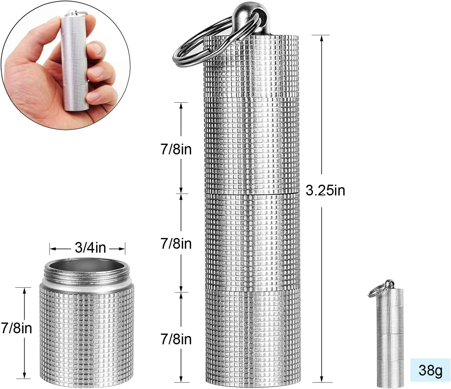 جعبه قرص روزانه قابل حمل PPFISH، 3 محفظه آلیاژ آلومینیوم ضد آب، جعبه قرص کوچک جیبی، جا کلیدی قرص، نگهدارنده قرص مسافرتی برای آقایان و بانوان