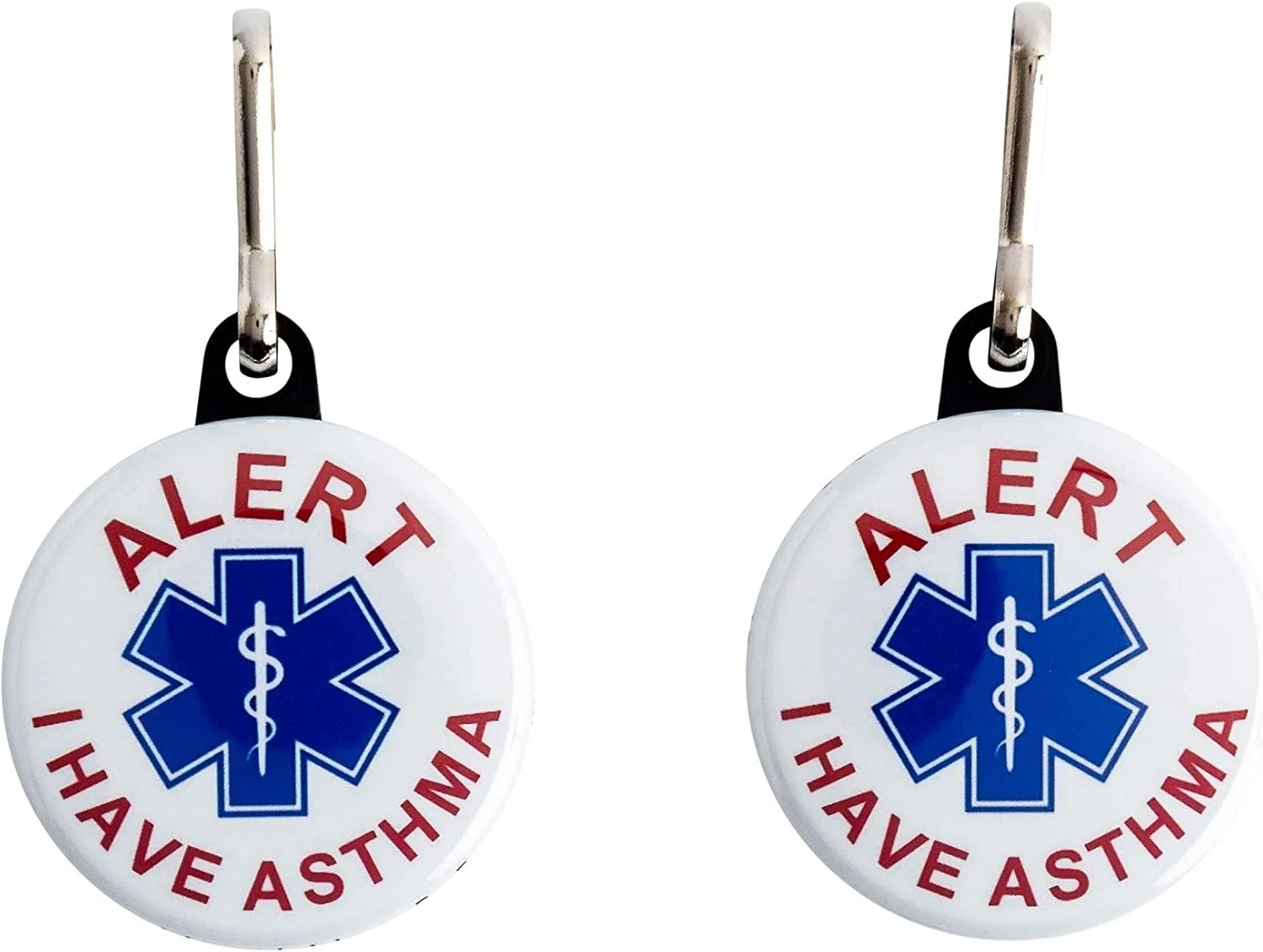 دکمه اطلاع رسانی پزشکی "من آسم دارم" Secure ID, LLC با گیره فشاری، دکمه هشدار زندگی، دکمه شناسه پزشکی برای شرایط اضطراری، هشدار پزشکی برای بیماران آسمی، 1.5 اینچ، بسته 2 عددی