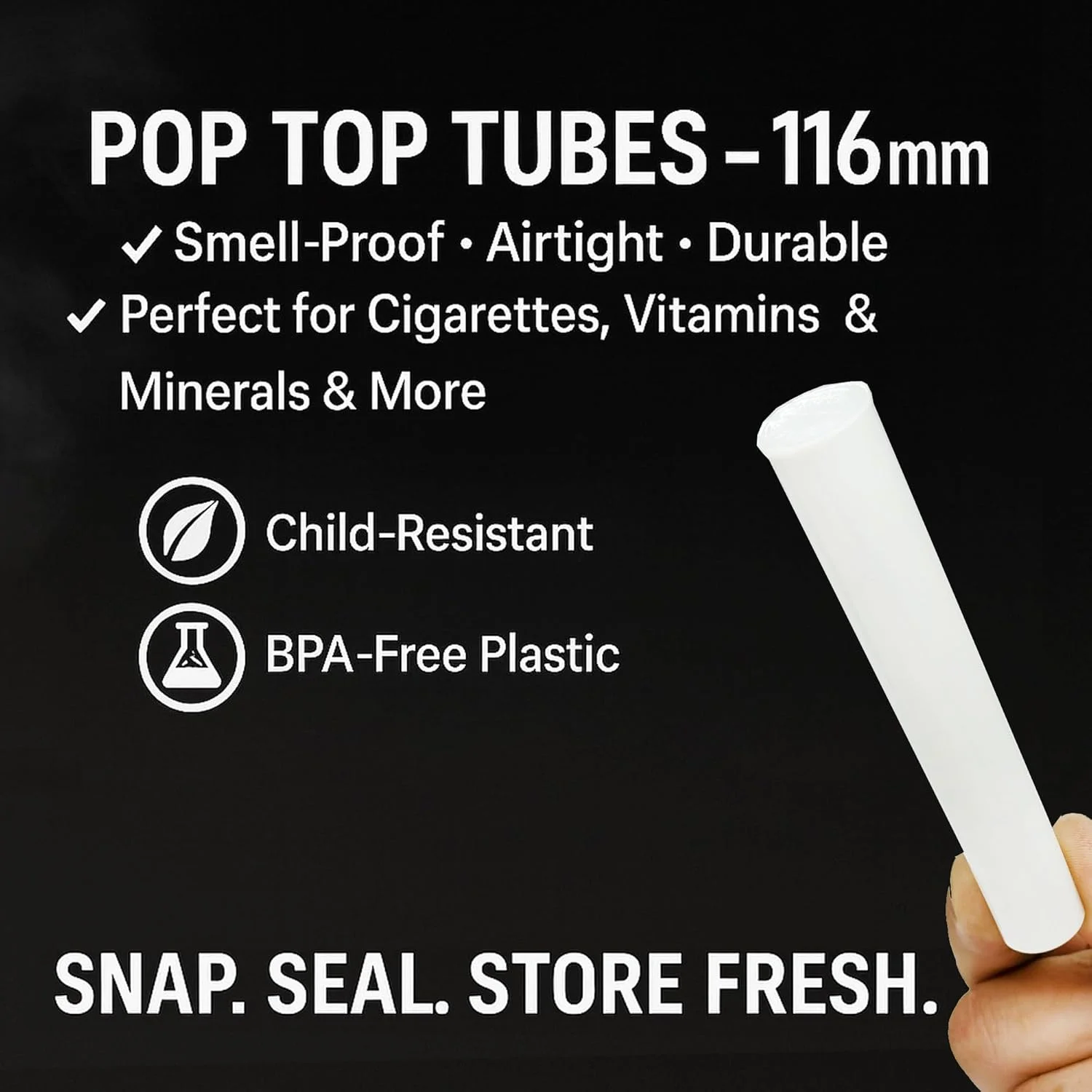 نگهدارنده های درب فشاری 116 میلی متری - بسته 100 عددی - ظروف ضد هوا و ضد بو - بطری های پلاستیکی با کیفیت برای نگهداری قرص، گیاهان، گل ها، مکمل ها و موارد دیگر (سفید، 116 میلی متر) نگهدارنده های درب فشاری 116 میلی متری - بسته 100 عددی - ظروف ضد هوا و ضد بو - بطری های پلاستیکی با کیفیت برای نگهداری قرص، گیاهان، گل ها، مکمل ها و موارد دیگر (سفید، 116 میلی متر)