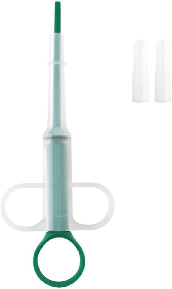 تفنگ قرص انداز سبز برای سگ و گربه، تفنگ قرص انداز حیوانات خانگی، سرنگ های نوک نرم قرص گربه، ابزار پخش کننده غذای پزشکی کالیپرهای پزشکی حیوانات خانگی، لوازم تغذیه و آبرسانی