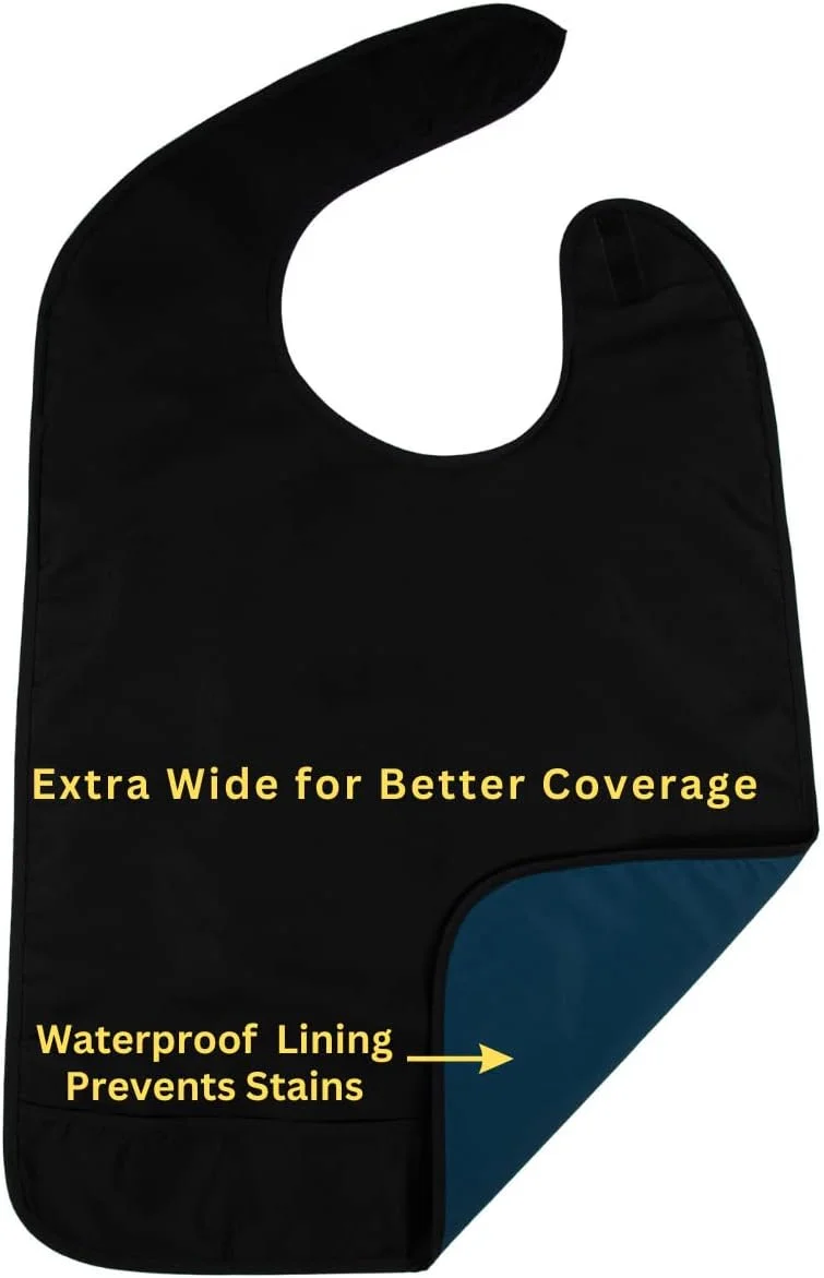 پیشبند بزرگسال ضد آب، محافظ لباس، جلوگیری از لکه. قابل شستشو در ماشین لباسشویی. فوق العاده پهن، مشکی، 1 عدد