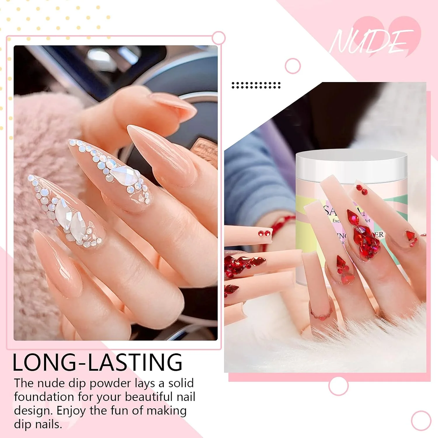 پودر دیپ رنگ های طبیعی ساویلند - 60 گرم پودر دیپینگ برای مانیکور ناخن طبیعی فرانسوی، تقویت ناخن، استفاده آسان برای مبتدیان ناخن، بدون نیاز به لامپ ناخن، هدیه برای خانم ها