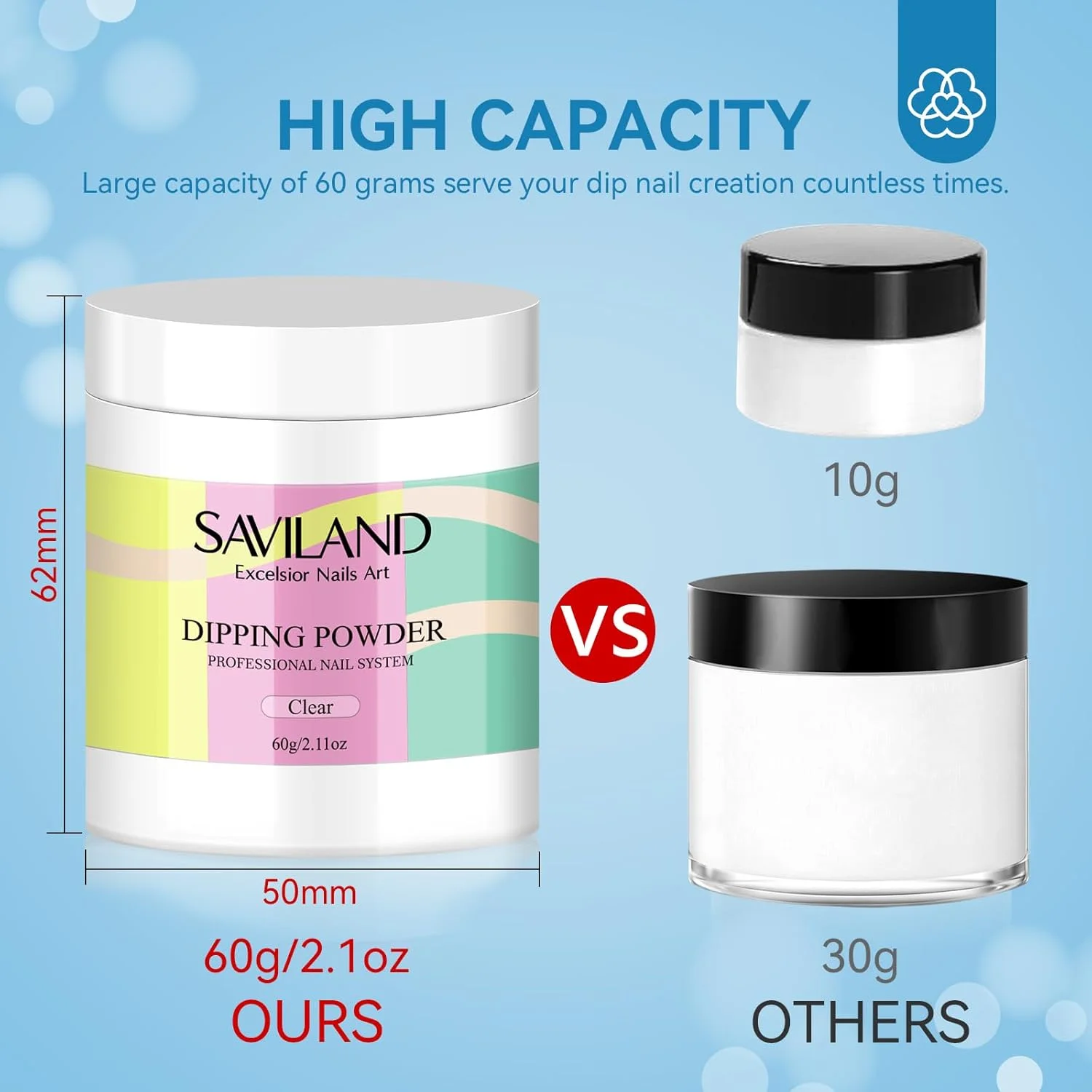 پودر دیپ ناخن شفاف SAVILAND - بطری بزرگ 60 گرمی، پودر دیپینگ، شروع کننده هنر ناخن فرانسوی، مانیکور، تقویت ناخن، استفاده آسان برای مبتدیان ناخن، بدون نیاز به لامپ ناخن و هدیه پودر دیپ ناخن شفاف SAVILAND - بطری بزرگ 60 گرمی، پودر دیپینگ، شروع کننده هنر ناخن فرانسوی، مانیکور، تقویت ناخن، استفاده آسان برای مبتدیان ناخن، بدون نیاز به لامپ ناخن و هدیه