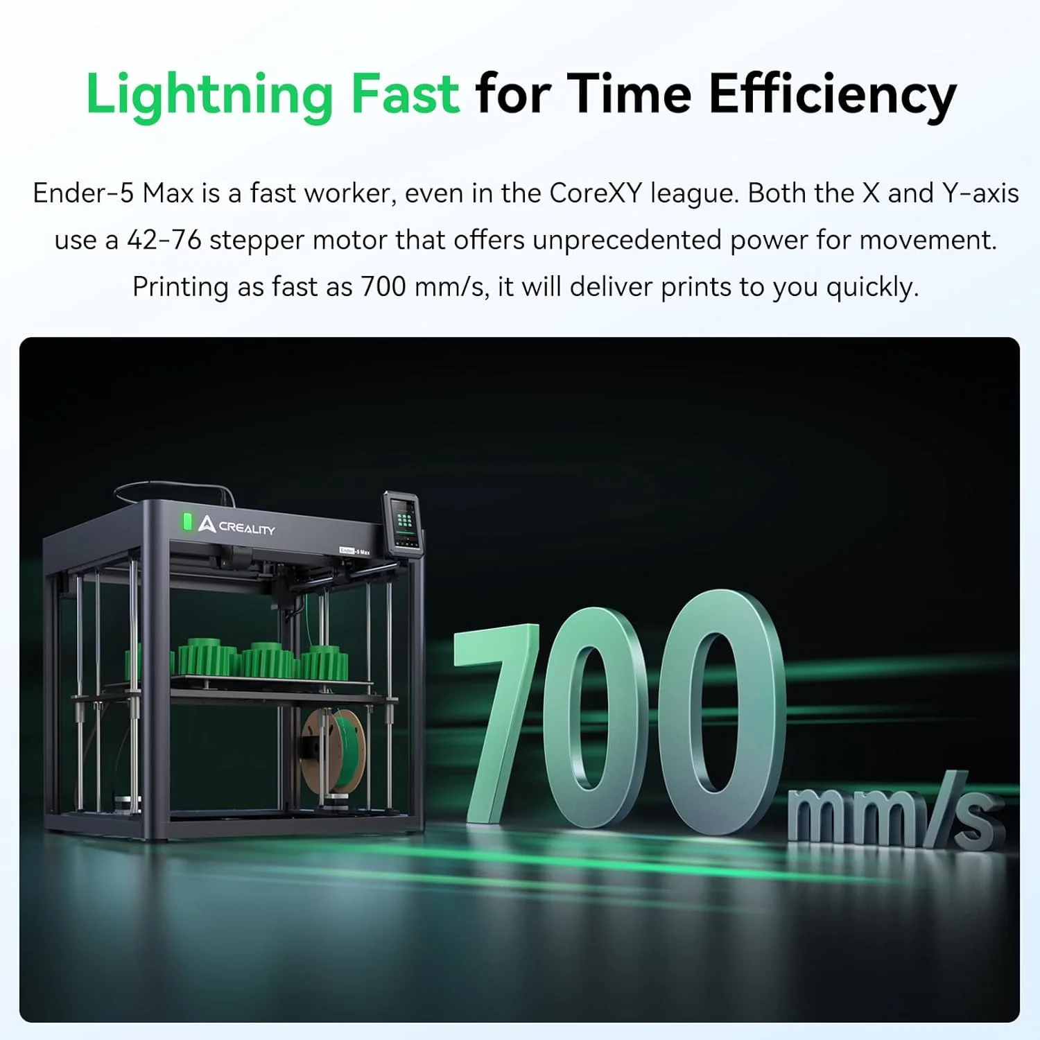 چاپگر سه بعدی کرالیتی Ender 5 MAX، دستگاه چاپ سه بعدی با سرعت بالای 700 میلی متر بر ثانیه، ناحیه چاپ بزرگ 400 x 400 x 400، تراز خودکار 64 نقطه ای، ریل خطی