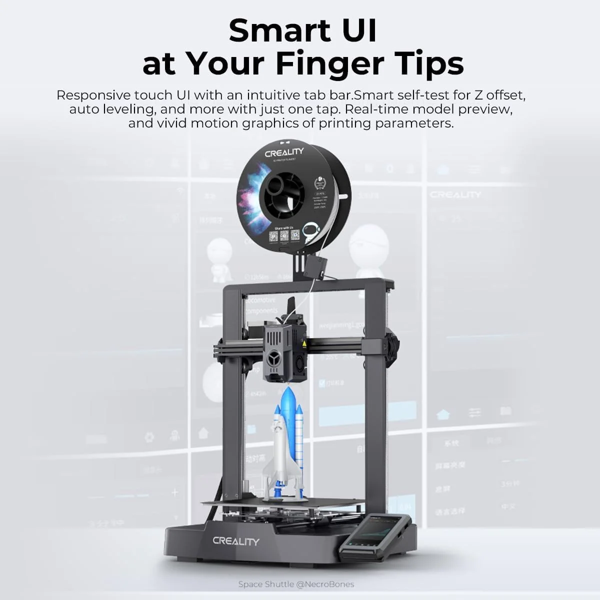 پرینتر سه بعدی Creality، سرعت چاپ 500mm/s، اکسترودر مستقیم Sprite ارتقا یافته، پرینتر سه بعدی هوشمند، تراز خودکار CR Touch، اندازه چاپ 22×22×24cm، Ender 3 V3 KE