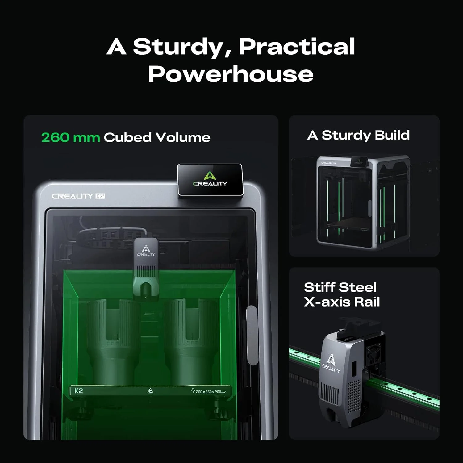 پرینتر سه بعدی Creality K2 Combo (A)، چاپ سه بعدی چند رنگ با CFS 600mm/s، تراز خودکار با سرعت بالا، حجم ساخت 260 * 260 * 260 میلی متر پرینتر سه بعدی Creality K2 Combo (A)، چاپ سه بعدی چند رنگ با CFS 600mm/s، تراز خودکار با سرعت بالا، حجم ساخت 260 * 260 * 260 میلی متر