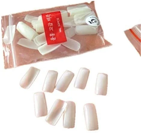 ۵۰۰ عدد تیپ ناخن بالرینی در هر بسته، شفاف/طبیعی، تیپ ناخن مصنوعی تابوتی، فرم تخت، پوشش کامل، مانیکور