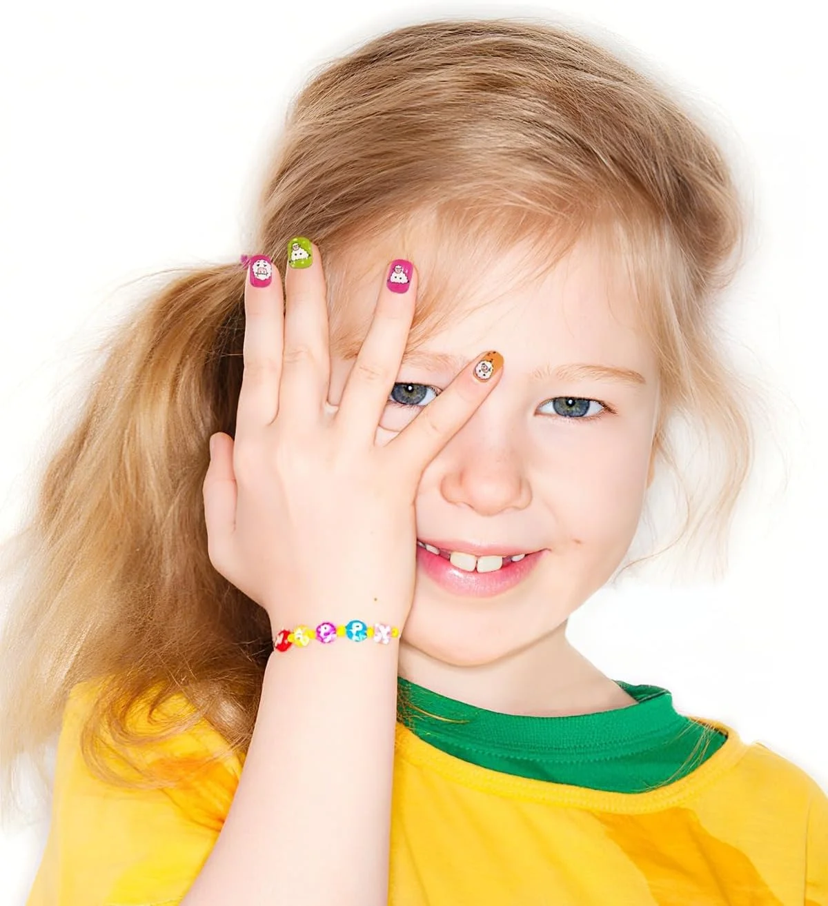 120 عدد ناخن مصنوعی چسبی برای کودکان، ناخن های رنگارنگ اکریلیک پوشش کامل، کیت سرگرم کننده و ایمن طراحی ناخن برای روز ولنتاین، مهمانی، کریسمس، هدیه برای دختران