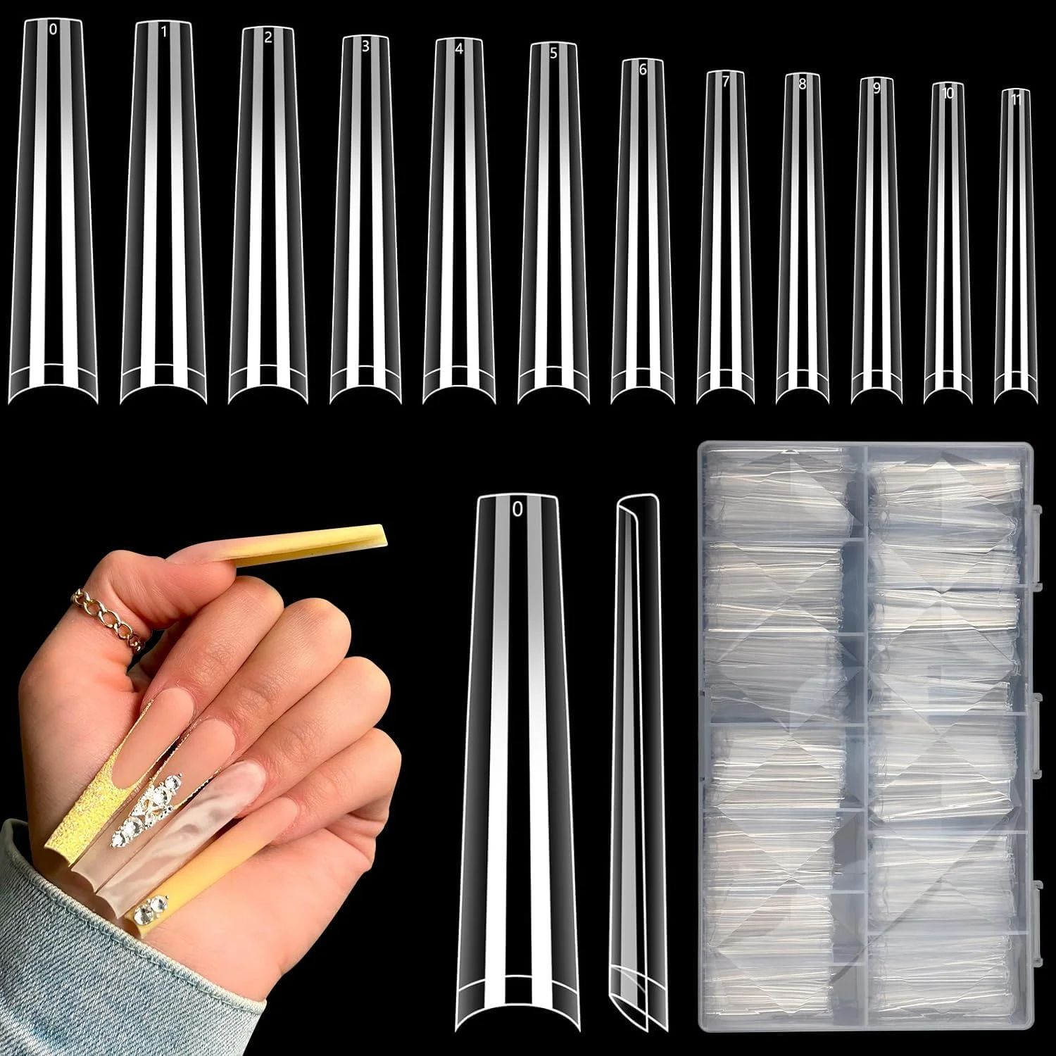 504 عدد تیپ ناخن تابوتی شفاف برای ناخن های اکریلیک حرفه ای، XXXL فوق العاده بلند بدون خمیدگی C، تیپ ناخن اکریلیک مستقیم تابوتی، نیم پوشش بدون چروک، ناخن مصنوعی برای طراحی ناخن DIY در 12 سایز 504 عدد تیپ ناخن تابوتی شفاف برای ناخن های اکریلیک حرفه ای، XXXL فوق العاده بلند بدون خمیدگی C، تیپ ناخن اکریلیک مستقیم تابوتی، نیم پوشش بدون چروک، ناخن مصنوعی برای طراحی ناخن DIY در 12 سایز