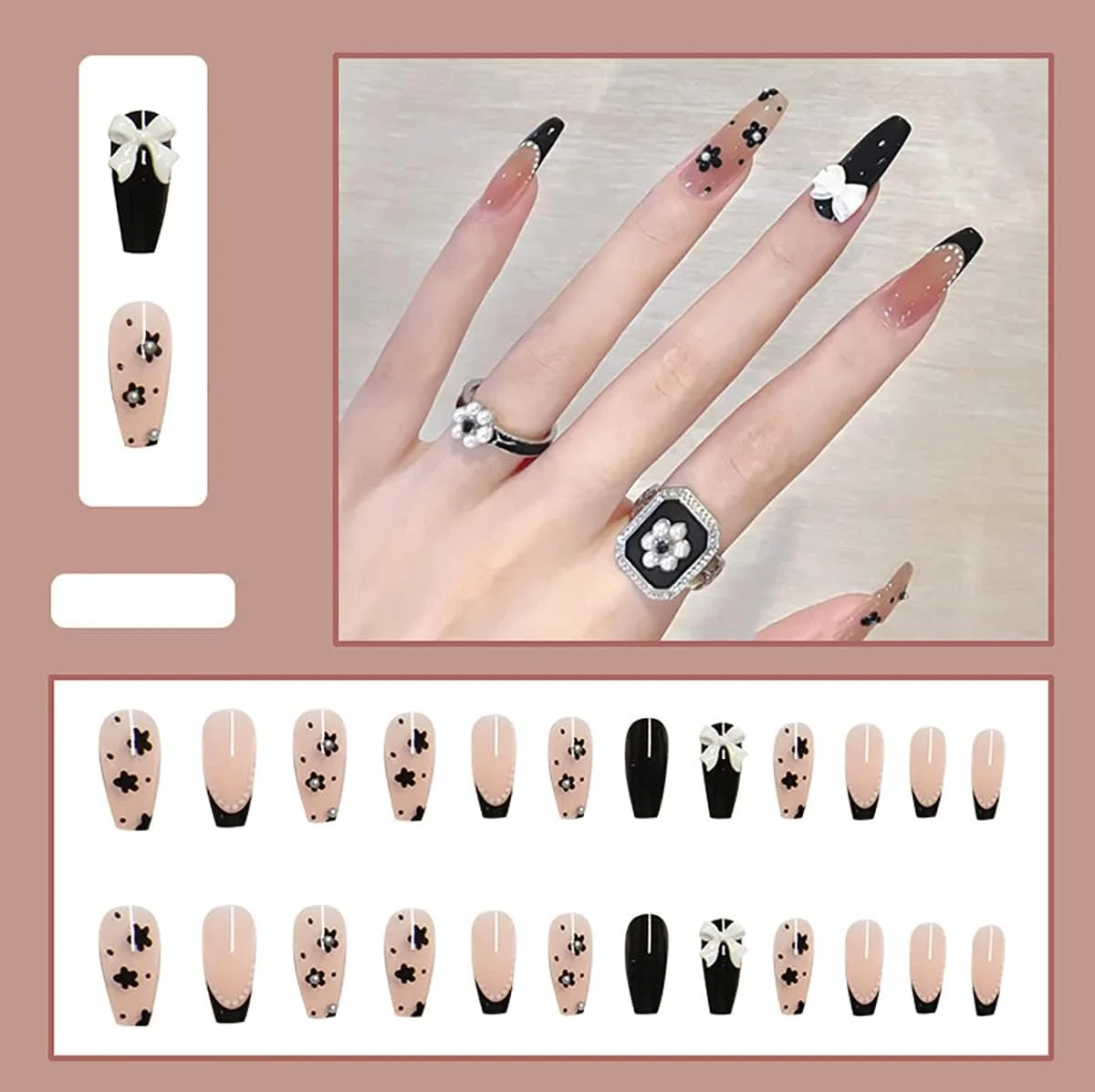 ناخن مصنوعی، ناخن مصنوعی اکریلیک صورتی، ایمن، استفاده آسان، بدون آسیب به ناخن، مناسب برای سالن ناخن بانوان یا استفاده شخصی، قابل استفاده برای جشن، مهمانی، تولد، قرار ملاقات و غیره، 24 عدد، رنگ بخیه