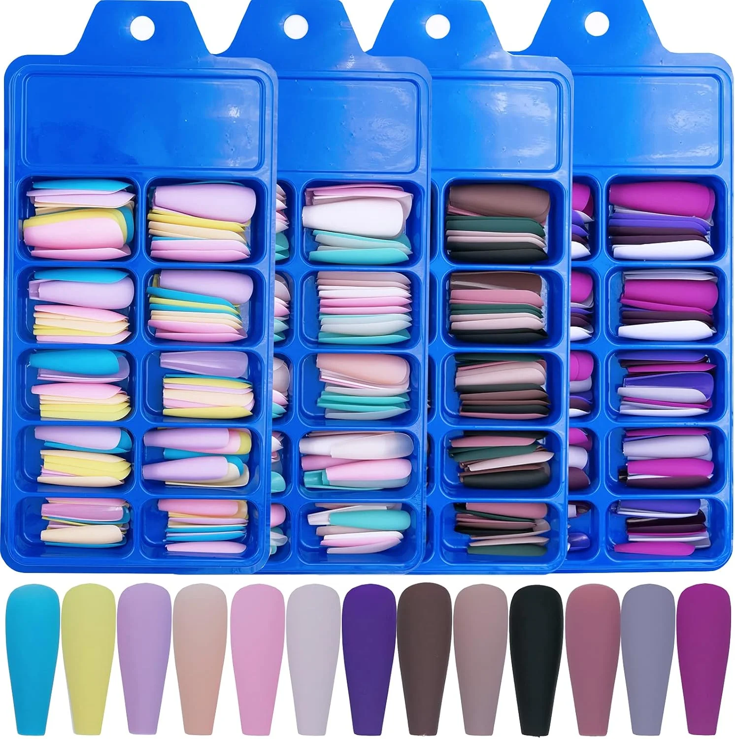 AddFavor ۴۰۰ عدد ناخن مصنوعی طرح بالرین مات، پوشش کامل، مناسب طراحی ناخن برای بانوان و دختران