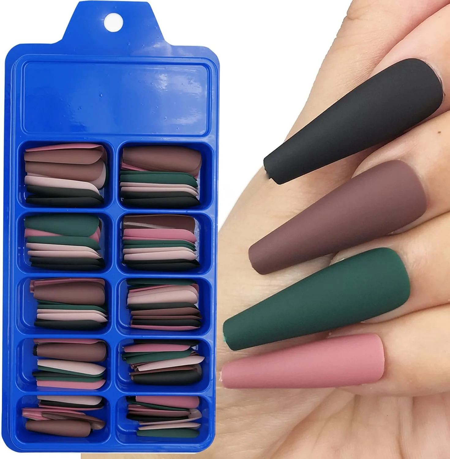 AddFavor ۴۰۰ عدد ناخن مصنوعی طرح بالرین مات، پوشش کامل، مناسب طراحی ناخن برای بانوان و دختران