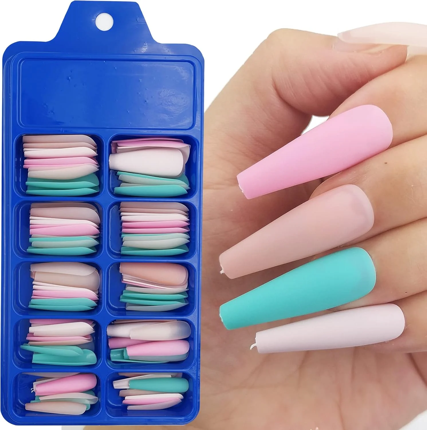 AddFavor ۴۰۰ عدد ناخن مصنوعی طرح بالرین مات، پوشش کامل، مناسب طراحی ناخن برای بانوان و دختران