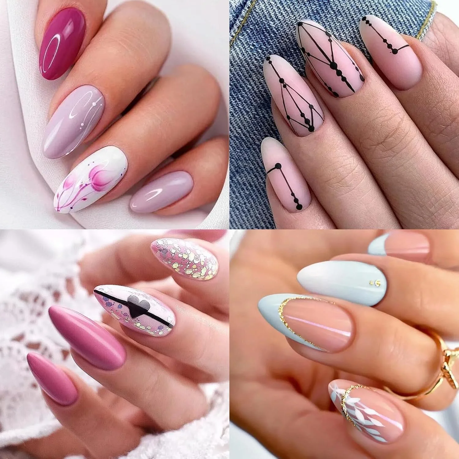 600 عدد نوک ناخن بادامی، 12 سایز پوشش کامل نوک ناخن مصنوعی اکریلیک، ناخن های مصنوعی نیمه مات شفاف برای اکستنشن ناخن، DIY خانگی و طراحی ناخن (شماره 5، یک سایز)