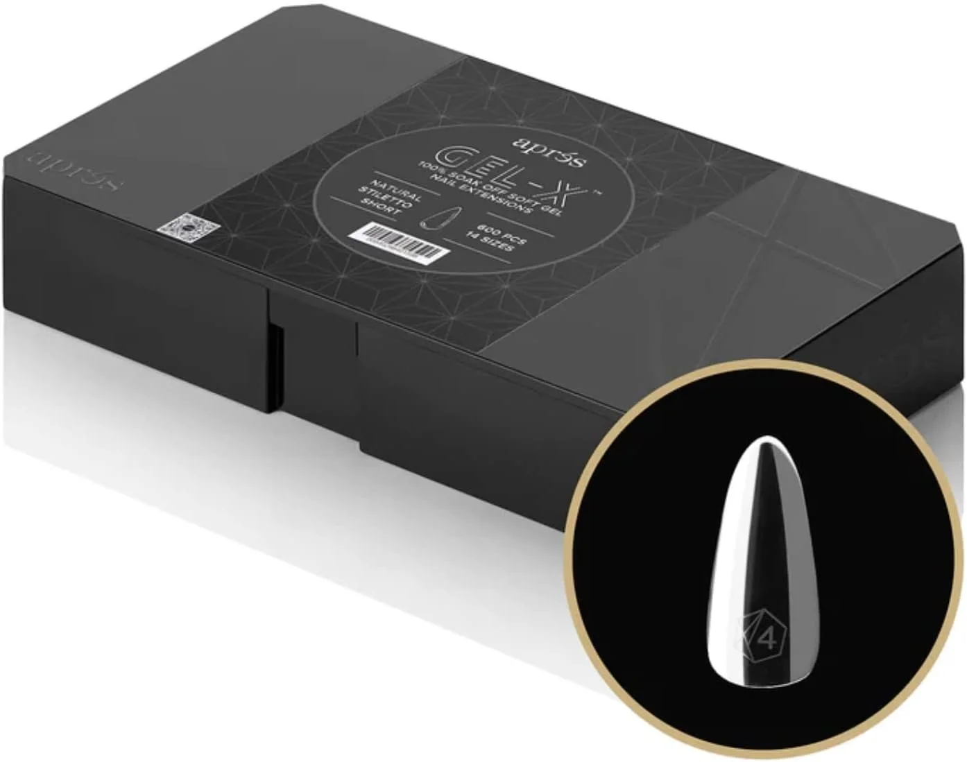 جعبه تیپ ناخن ژل-ایکس مدل استیلتو کوتاه طبیعی | 600 عدد تیپ ژل-ایکس، کیفیت عالی، 14 سایز 00-9 | شامل سایزهای نیمه